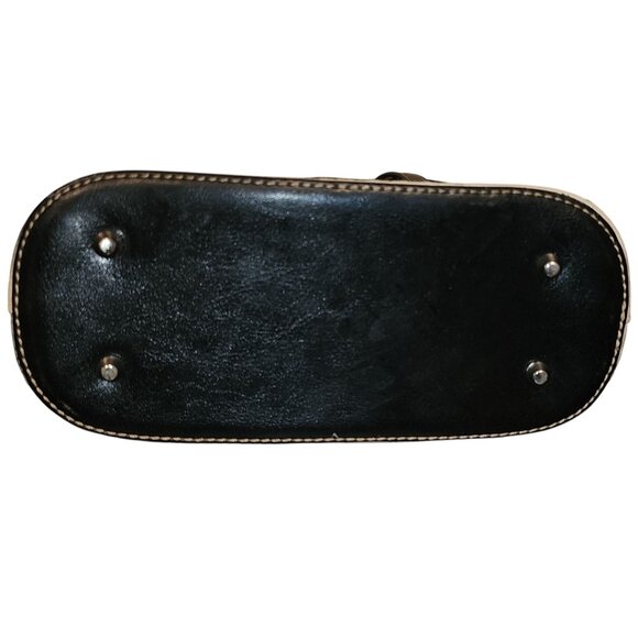 VTG Brighton Vintage Straw Tote Bag Black Leather Trim & Silver Heart Accents - Picture 5 of 8